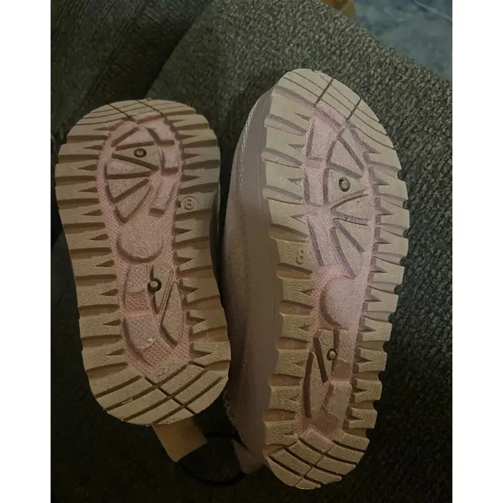 Olivia & Kate cozy Hard Bottom slippers size 8 blush pink faux suede